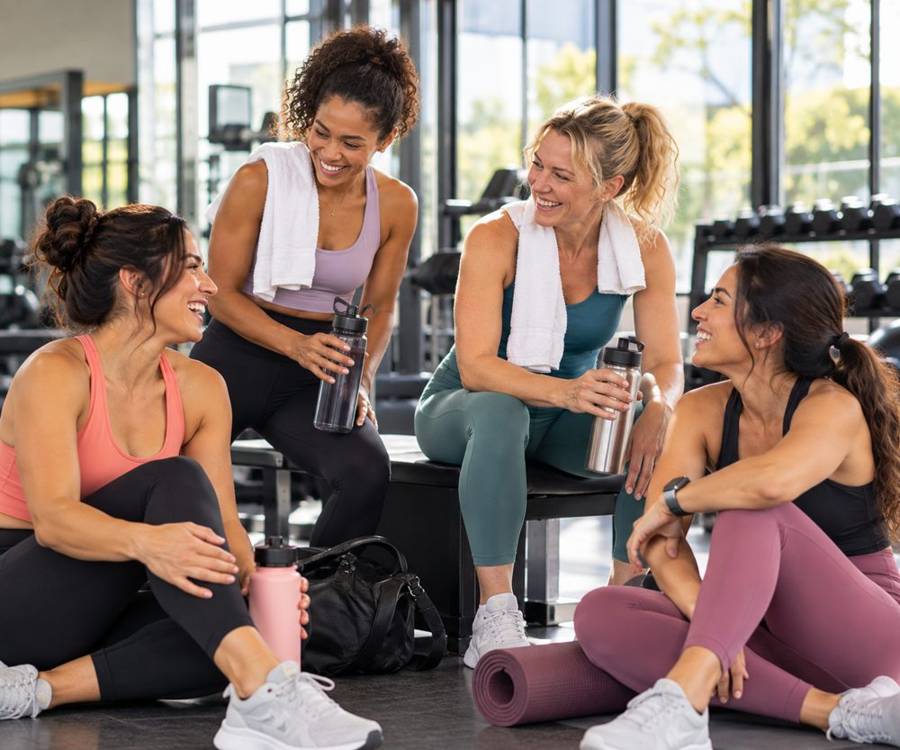 Friends chatting after a workout